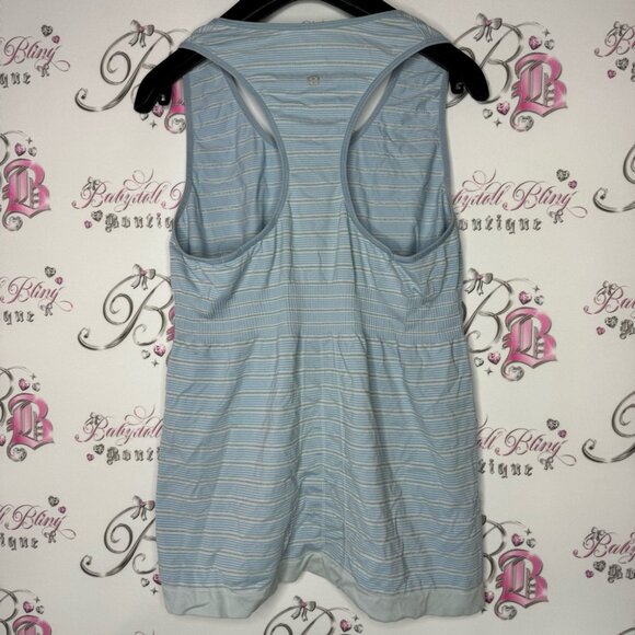 Lululemon tank top sparkly striped blue silver vintage rare stretchy racer back - Picture 3 of 9